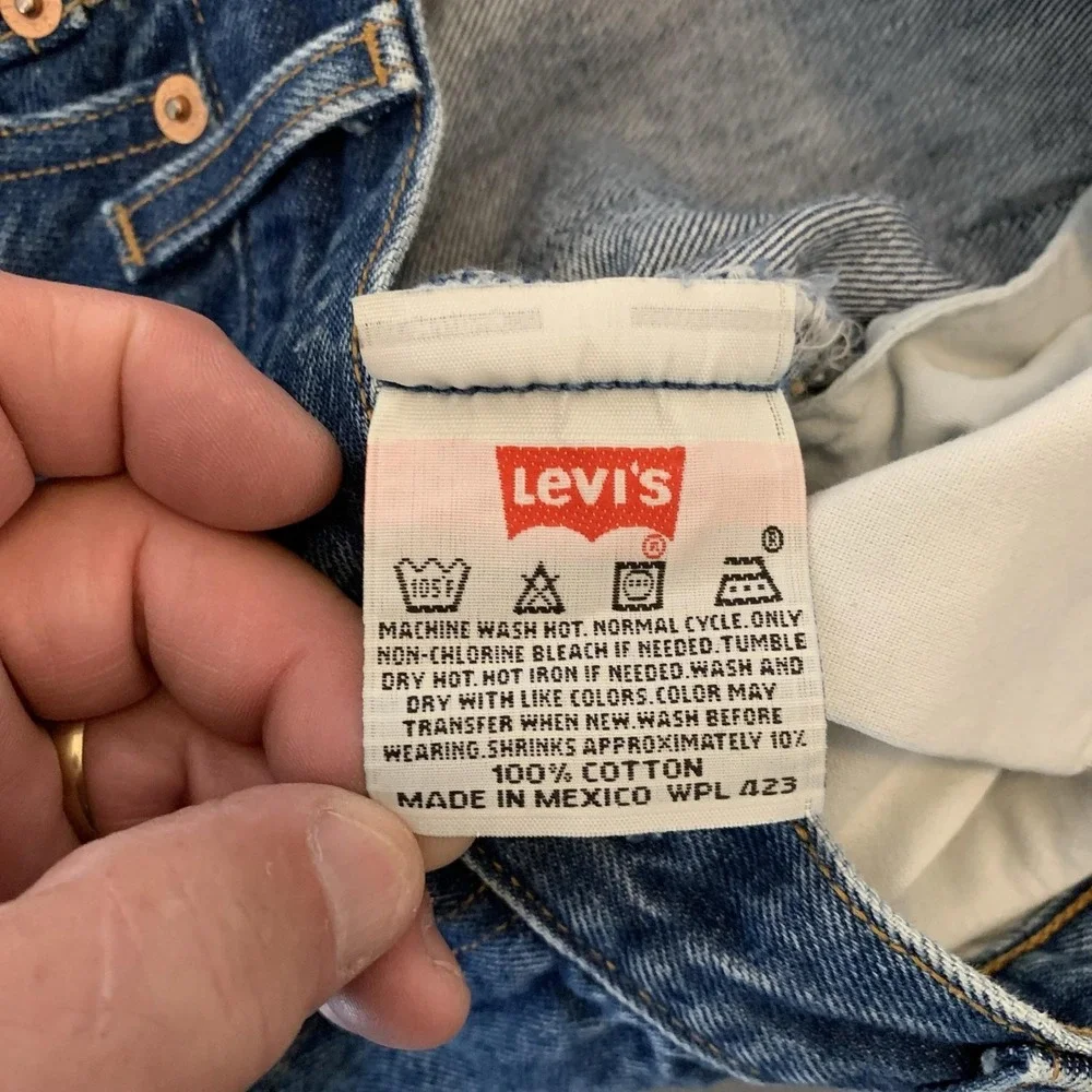 Vintage Levis 501 Jeans Mens 38x33 (34x29) Blue Straight Distressed Denim 90s